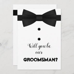Invitation Demande de script de pinceau moderne Groomsman Bow