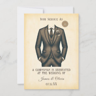 Invitation Demande de témoin de mariage en costume vintage él