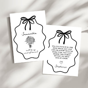 Invitation Demande de témoin de mariage florale avec nœud des
