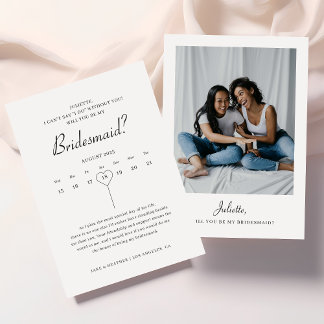 Invitation Demande de témoin de mariage sur calendrier modern