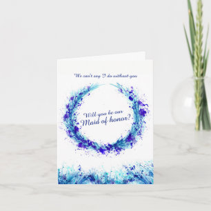 Invitation Demande demoiselle d'honneur mariage bleu art
