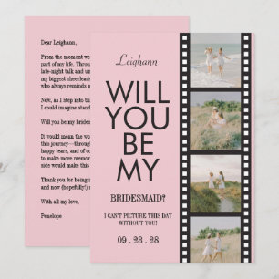 Invitation Demande en mariage originale avec une bobine rose 