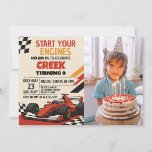Invitation Démarrez Vos Moteurs ! Voiture de course Invitatio