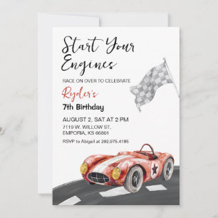 Invitation Démarrez votre moteur à tout âge Anniversaire Invi