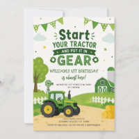 Démarrez Votre Tracteur Vert Anniversaire Garçon M
