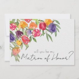 Invitation Demoiselle d'honneur aux tulipes et verdure lumine
