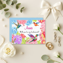 Demoiselle d'honneur colibri aquarelle vibrant