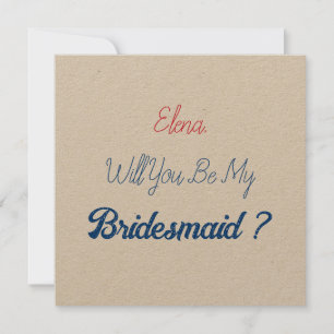 Invitation Demoiselle d'honneur de mariage 2024 Kraft Rouge B