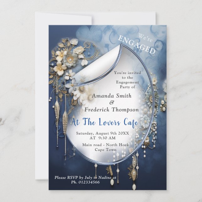 Invitation Denim 3-D tendance Imprimer avec bijoux costume (Devant)