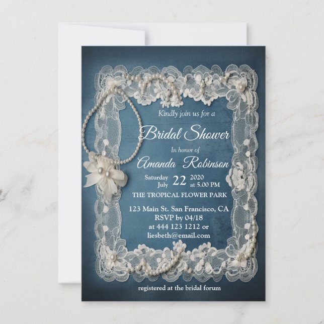 Invitation Denim 3-D tendance Imprimer avec bijoux costume (Devant)