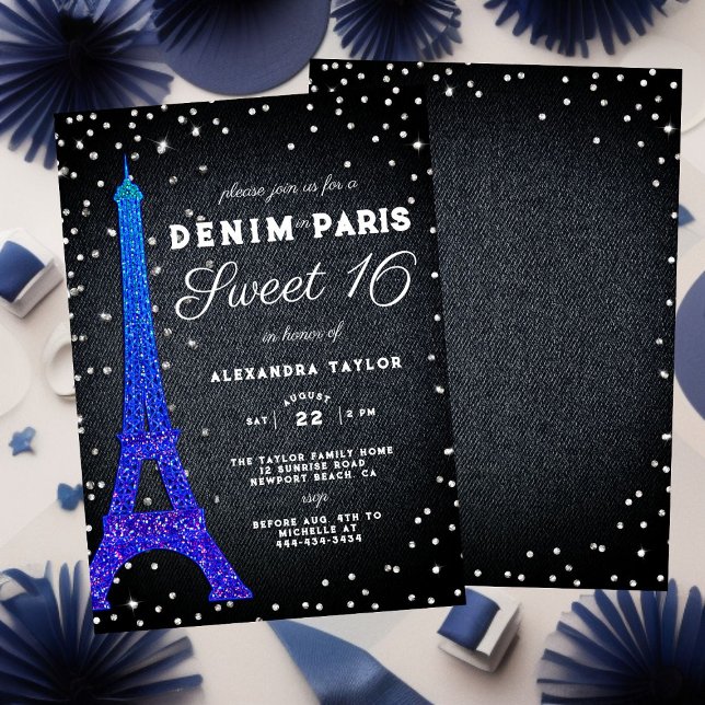 Invitation Denim à Paris Parties scintillant Minimaliste Rust (Créateur téléchargé)