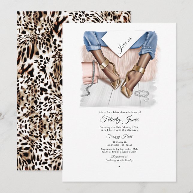 Invitation Denim Chic Fête des mariées (Devant / Derrière)