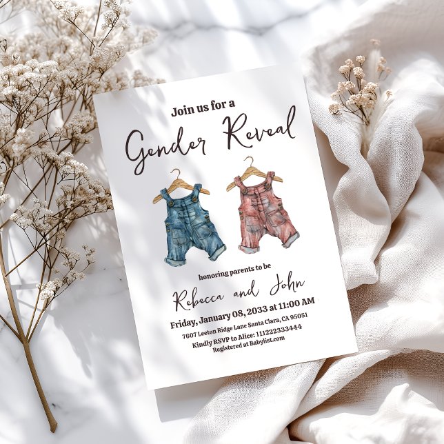 Invitation Denim Clothesline Genre Revela Party (Créateur téléchargé)