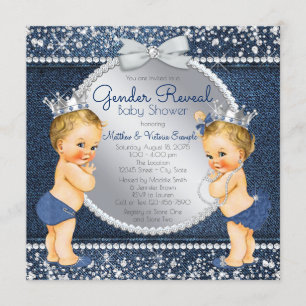 Invitation Denim Diamond Genre Reveillez Baby shower Invitati