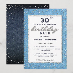 Invitation Denim Diamond Parties scintillant Cadre N'Importe