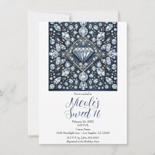 Invitation Denim & Diamonds Bling Fête d'anniversaire pour le