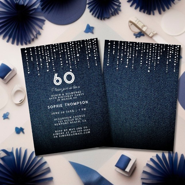 Invitation Denim Diamonds Drippings 60th Birthday Party (Créateur téléchargé)