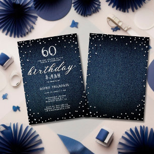 Invitation Denim Diamonds Elegant Rustic 60e Anniversaire