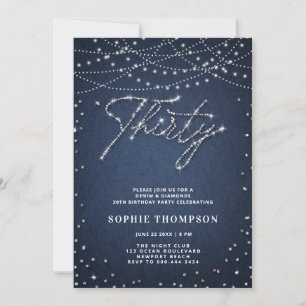 Invitation Denim Diamonds Elégante Parties scintillant Bleu 3