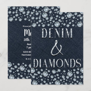 Invitation Denim & Diamonds Fête d'anniversaire paillettes et