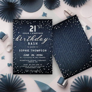 Invitation Denim Diamonds Parties scintillant Moderne 21e fêt