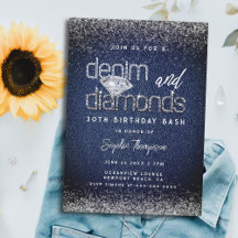 Denim Diamonds Typographie Chic 30e fête d'anniver