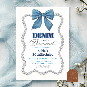 Invitation Denim et Diamonds Adulte Anniversaire