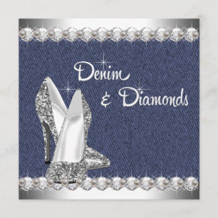 Invitation Denim et fête d'anniversaire de diamants