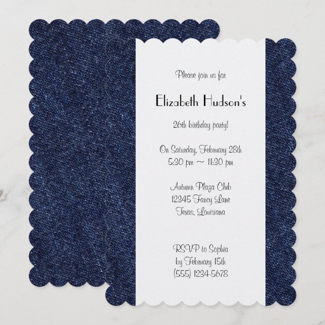 Invitation Denim Fabric, Denim Texture, Blue Denim, Anniversa (Devant / Derrière)