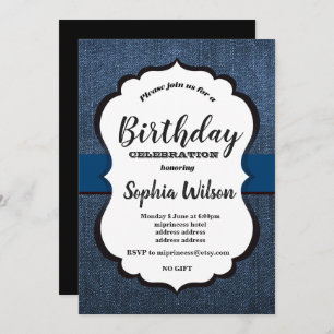 Invitation Denim, fête d'anniversaire