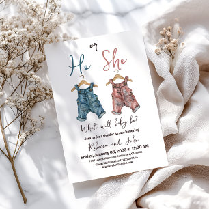 Invitation Denim He ou She Clothesline Genre Revevela Party
