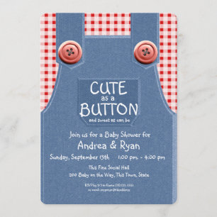 Invitation Denim Overalls mite en tant que bouton