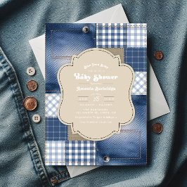 Invitation Denim Patchwork Rustique Chic Bleu Jean Baby showe