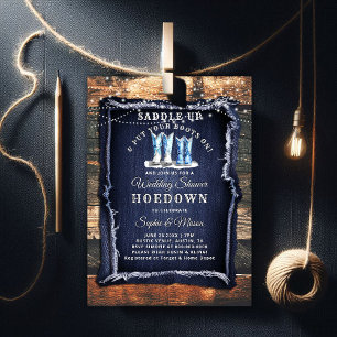 Invitation Denim Rustic Lights Cowboy Mariage Fête des mariée