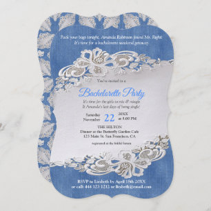 Invitation Denim Texture et fleur dentelle
