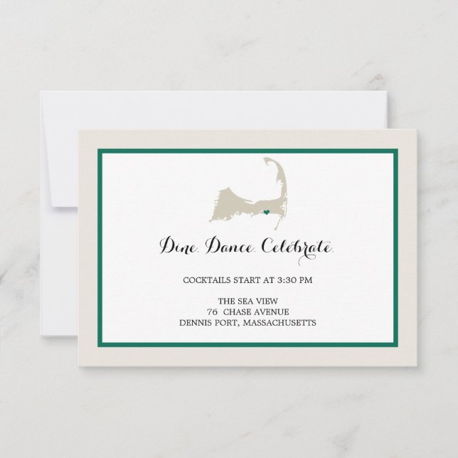 Invitation Dennis Port Cape Cod avec coeur | Réception (Devant)