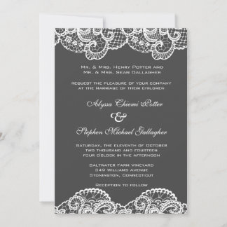Invitation Dentelle blanche au choix de la couleur arrière -