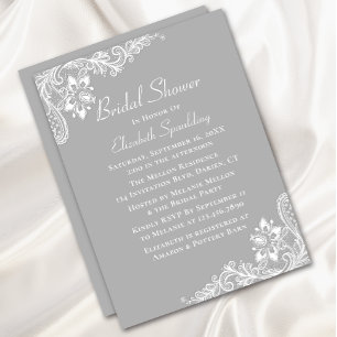 Invitation Dentelle Blanche Élégante Mariage Shower Champêtre
