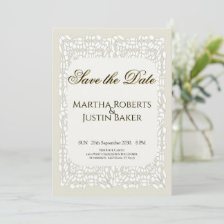 Invitation Dentelle blanche élégante personnalisée ornemental