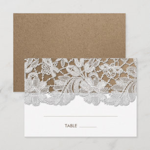 Invitation Dentelle blanche   Kraft Papier Mariage Table Cart