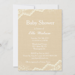 Invitation Dentelle Burlap Baby Douche Invitations, Personnal