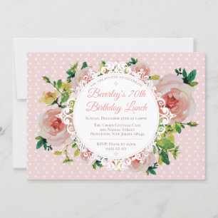 Invitation Dentelle d'aquarelle Rose vintage