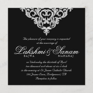 Invitation Dentelle d'argent d'étincelle de diamant