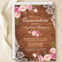 Dentelle de bois rustique Quinceanera Rose Floral
