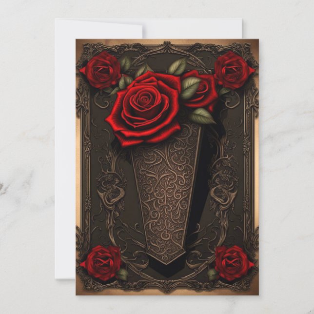 Invitation Dentelle de chocolat café et Mariage gothique Rose (Devant)