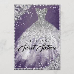Invitation Dentelle de diamant étincelante gosse pourpre suet