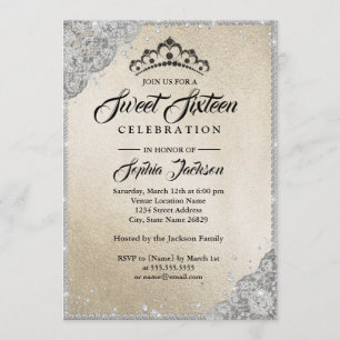 Invitation Dentelle de diamant scintillement or argent Sweet