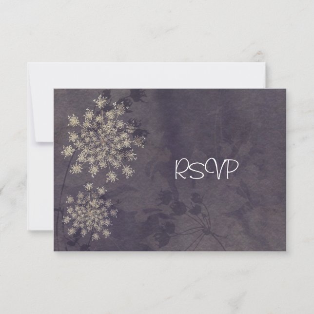 Invitation Dentelle de la reine Anne Purple Mariage Réception (Devant)