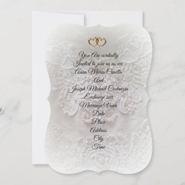 Invitation Dentelle de mise au point douce élégante faire-par (Devant)