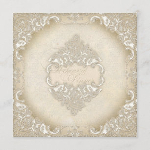Invitation Dentelle de monogramme Vintage Baroque Etching Swi